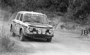 Josep Barceló-Rafael Pinedo (Simca 1000 Rallye). Rally Costa Brava 1977 (Foto: JAS-Jordi Brú)